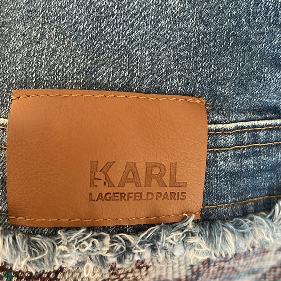 Karl Lagerfeld Blue Denim Jacket with Patches small - Picture 6 of 11